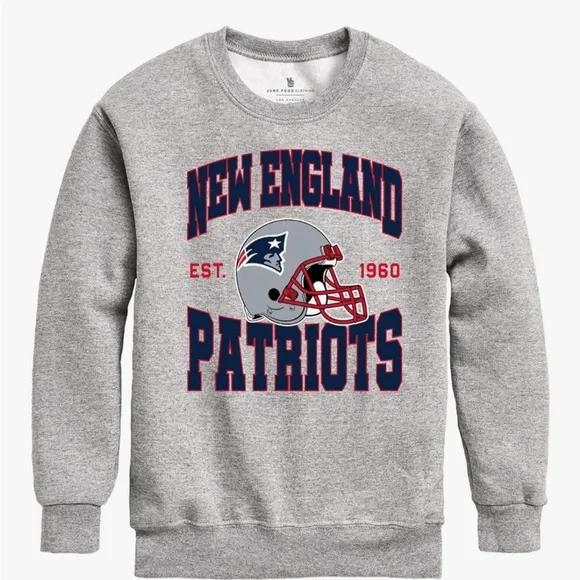 Junk Food Clothing Gray Patriots Crewneck Sweatshirt
